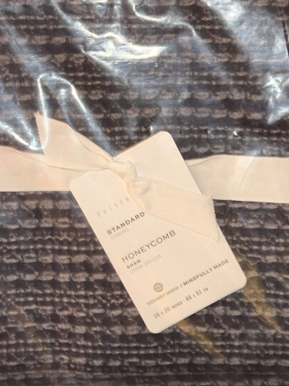 NWT $69 Pottery Barn Honeycomb Cotton Euro Sham - Navy 26x26